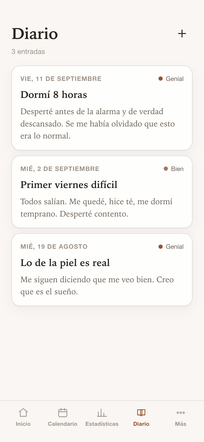 Entradas de diario sobre dormir mejor y noches difíciles
