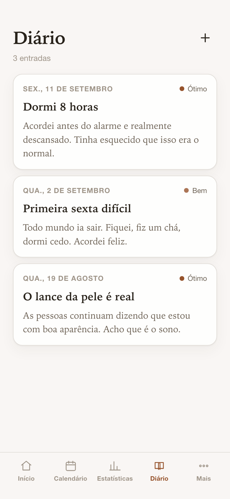 Entradas de diário sobre dormir melhor e noites difíceis